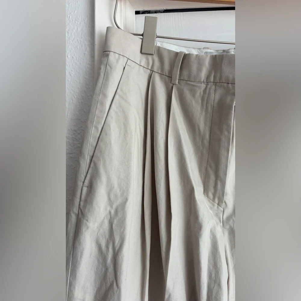COS Wide-Leg Pleated Trousers in Beige